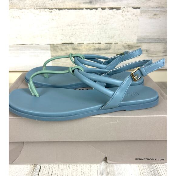 Kenneth Cole Reaction Women’s 7 Warren Blue Green Slip-On Flat Sandals NEW - Picture 2 of 9